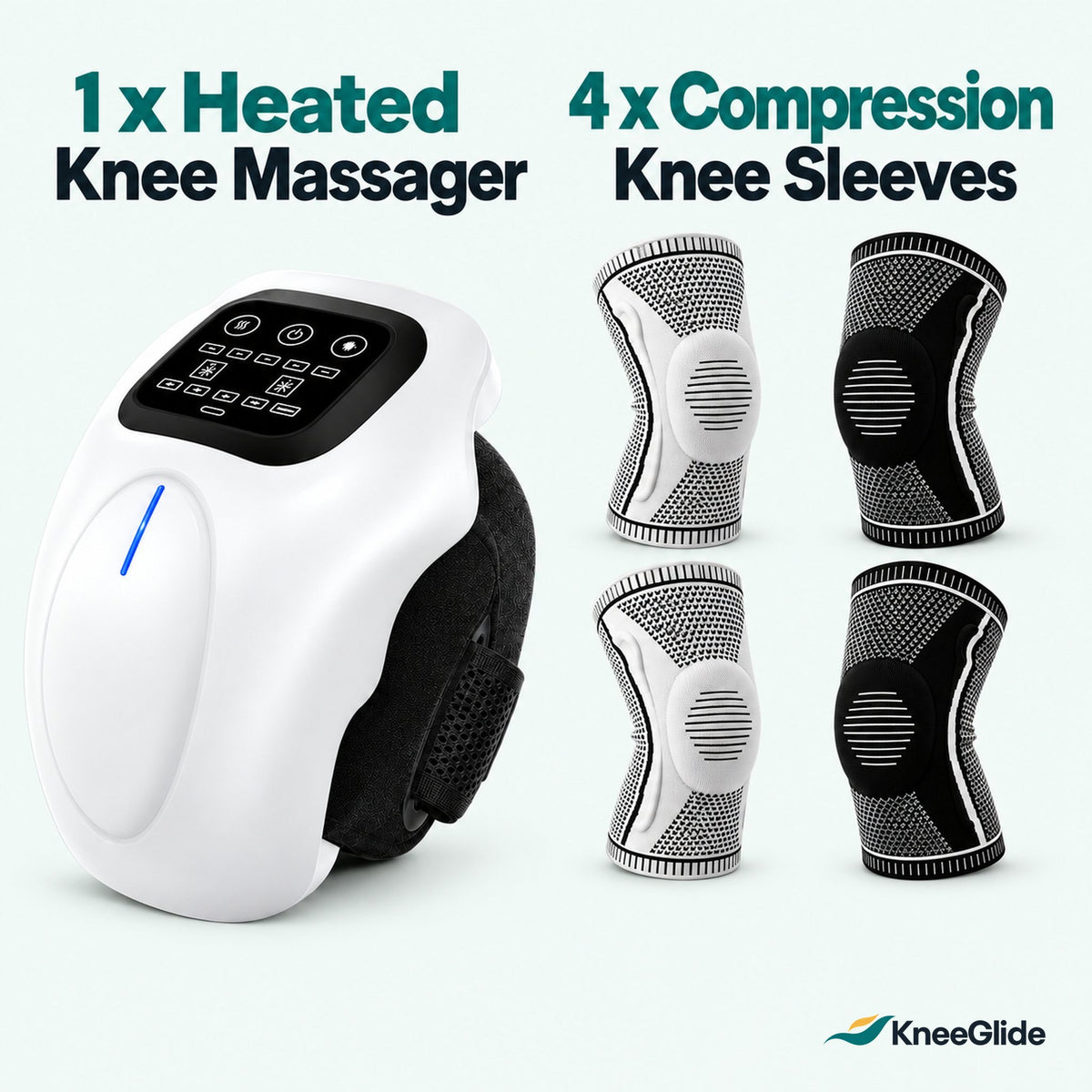 Whats included: 1 heated knee massager and 4 compression knee sleeves