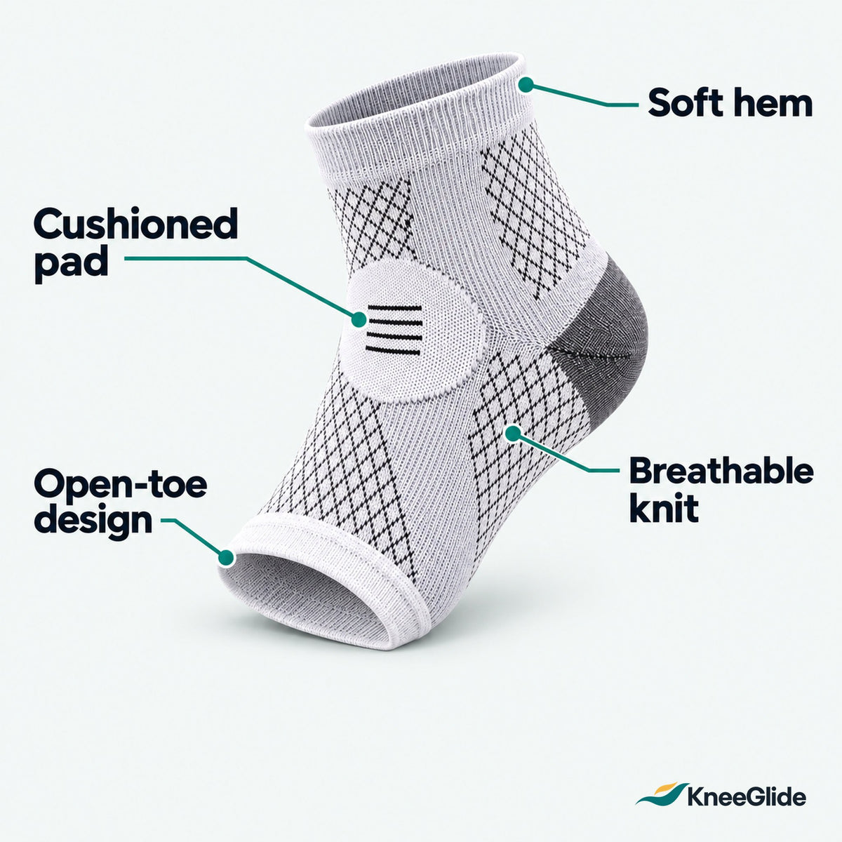 KneeGlide ankle socks features