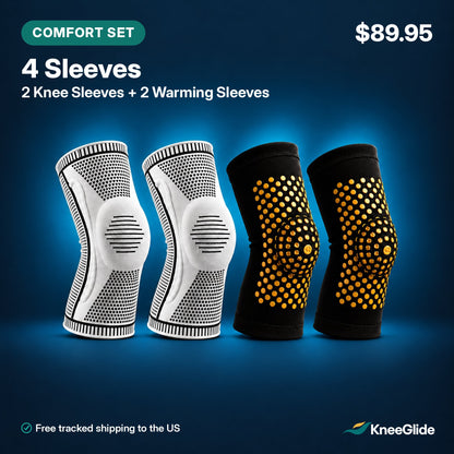 KneeGlide Knee Comfort Set: 2 compression and 2 warming knee sleeves