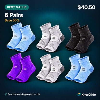 KneeGlide ankle socks, 6 pairs