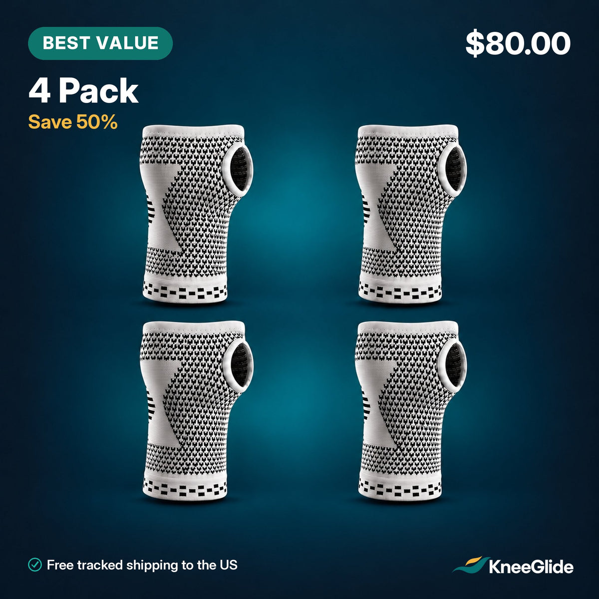 KneeGlide wrist sleeve, 4 pack